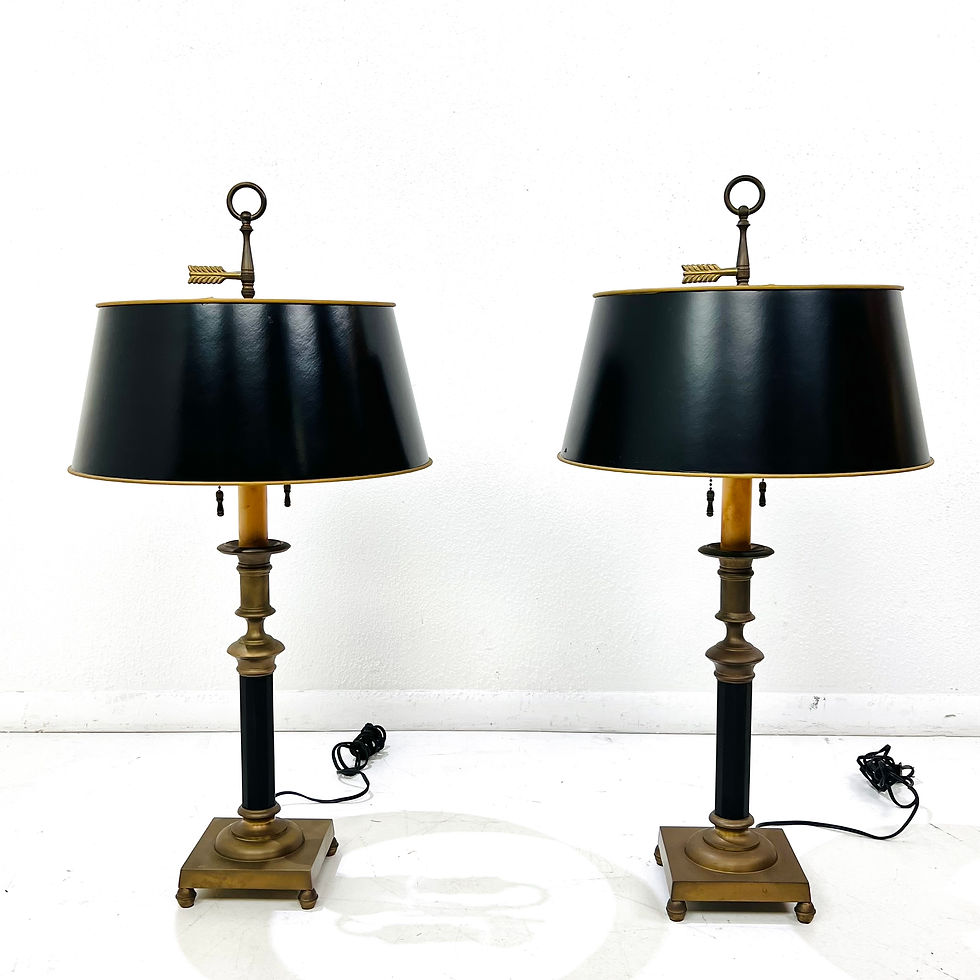 Thumbnail: #1892 Pair of Fredrick Cooper Candlestick Lamps with Metal Shades