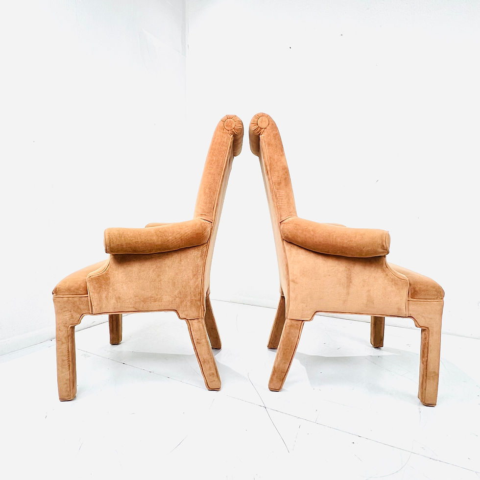 Thumbnail: #1440 Pair of Scrolled Rollback Parsons Armchairs in the Style of Milo Baughman