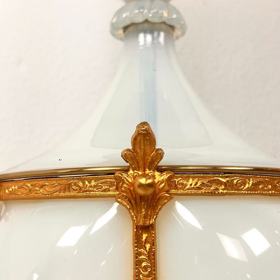 Thumbnail: #1912 Single Murano Opaline Glass Cage Lamp by Marbro