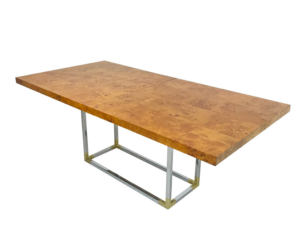 Thumbnail: #3968 Burl Wood Dining Table with Brass & Chrome Accents by Jonathan Adler