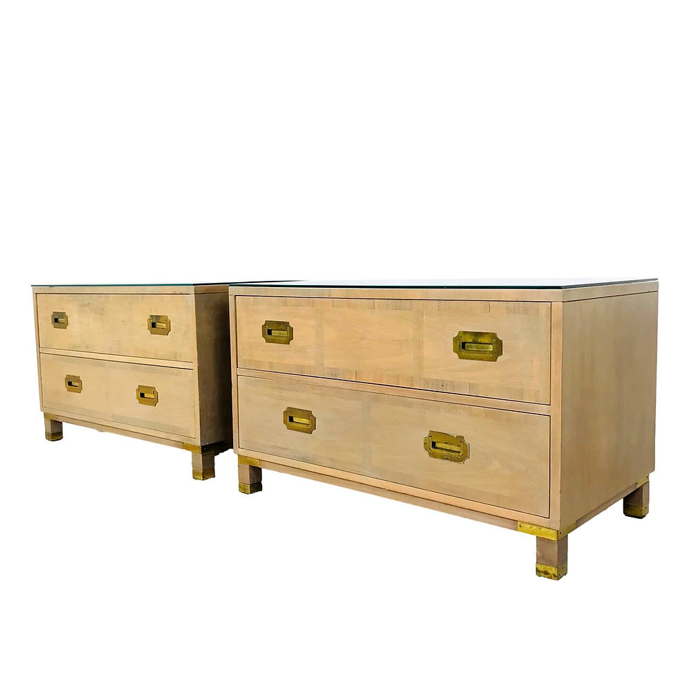 #5380 Pair of Baker Bleached Mahogany Campaign Chests