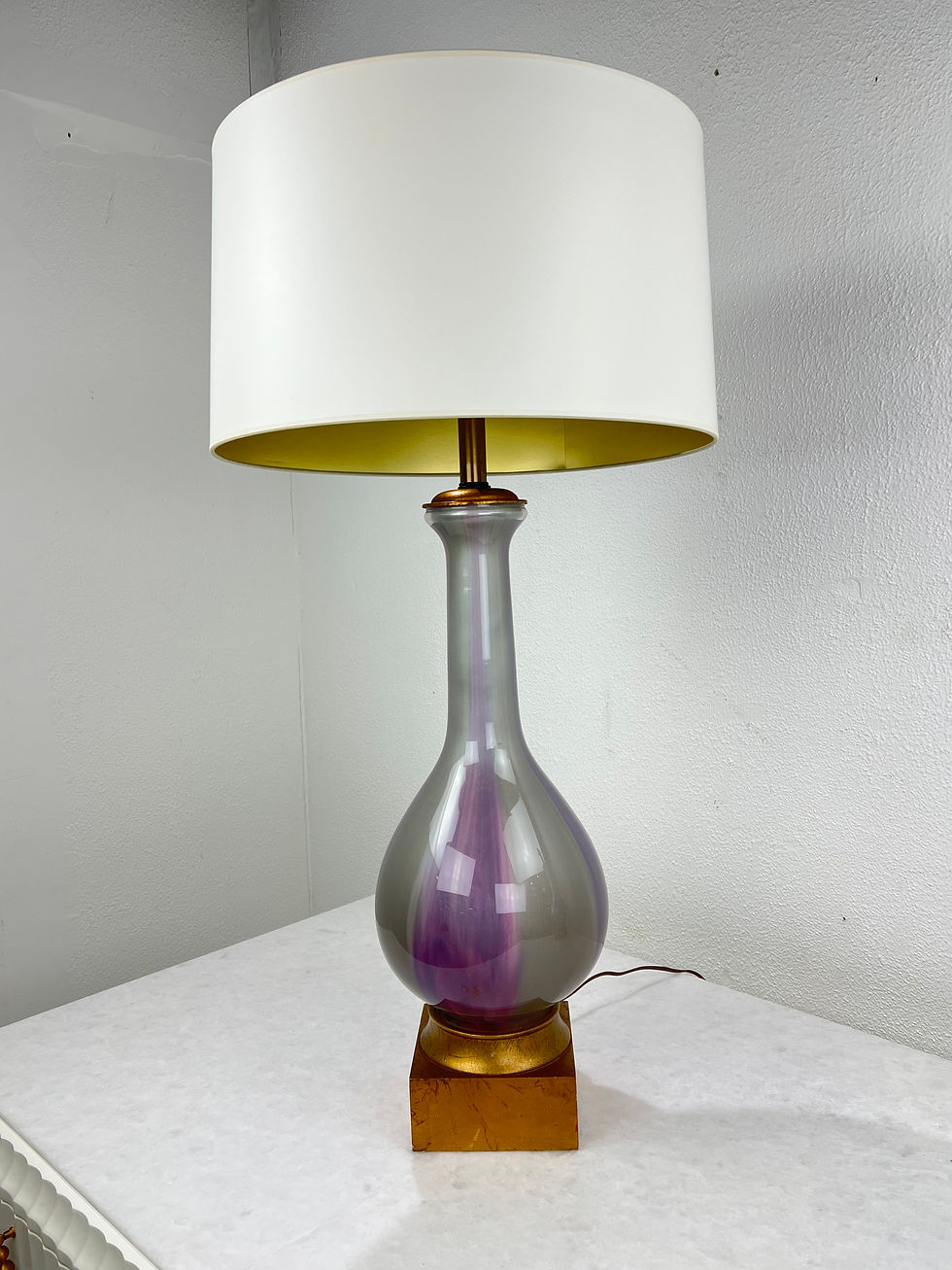 Thumbnail: #1634 Pair of Iridescent Murano Glass Lamps by Fredrick Cooper