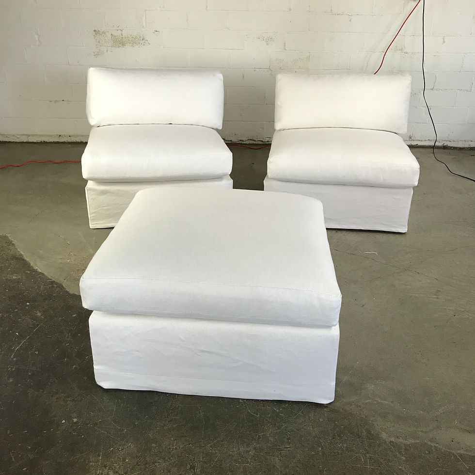 Thumbnail: #5311 Pair of White Custom Slipper Chairs