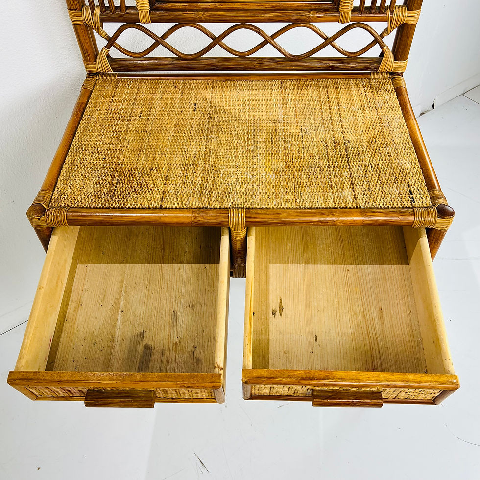 Thumbnail: #1361 1970s Arched Rattan Vanity with Mirror
