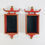 Thumbnail: #5494 Pair of Red Asian Wall Shelves/Sconces