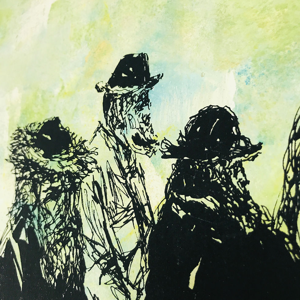 Thumbnail: #5059 Framed Green MCM Rabbi Art