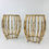 Thumbnail: #4709 Pair of Brass Faux Bamboo Drum Side Tables with Mirrored Tops