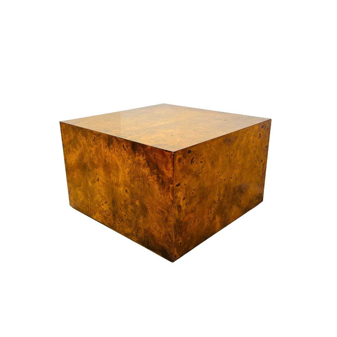 #1721 Milo Baughman Burl Pedestal End Table