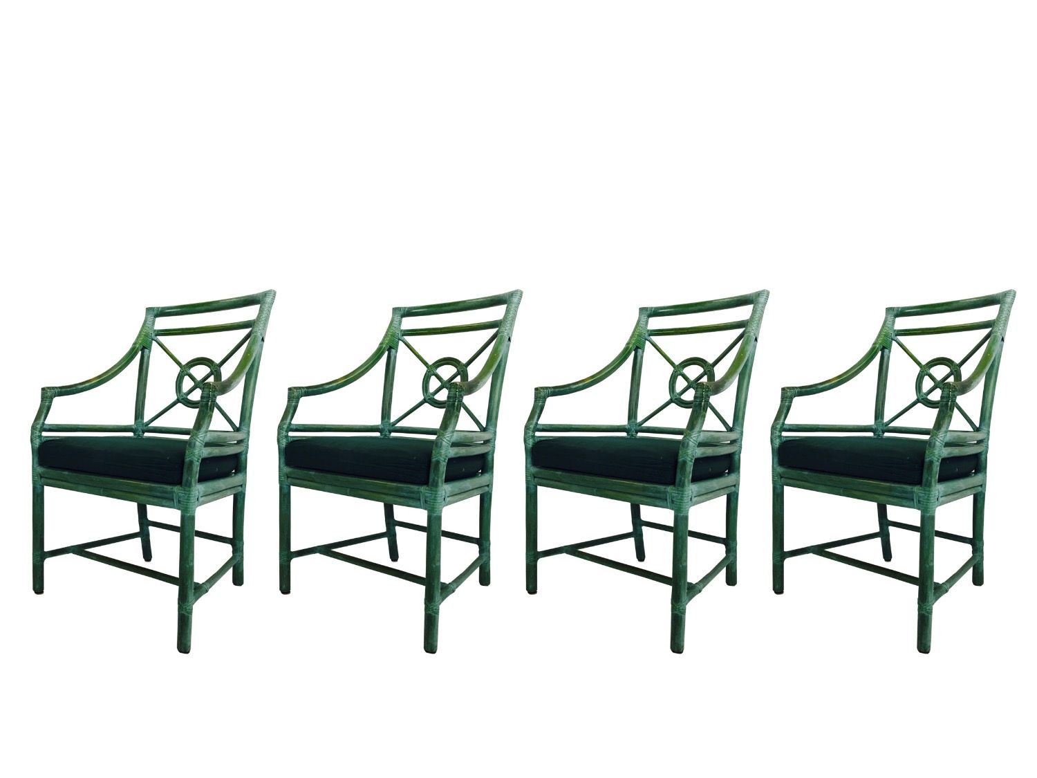 #2838 Set of 4 Green McGuire Dining Chairs