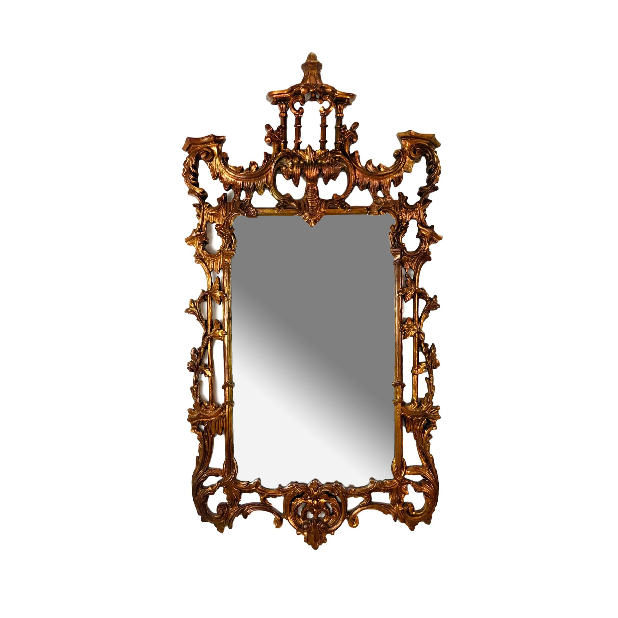 #4911 Large Gold Finish Pagoda Mirror