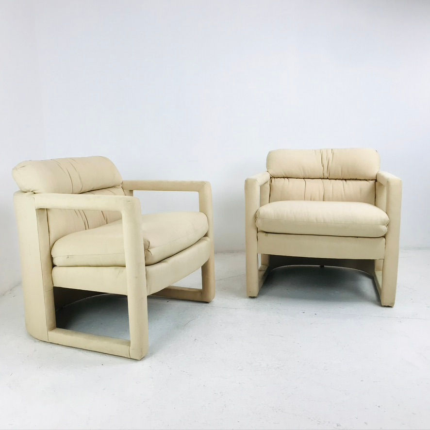 Thumbnail: #5756 Pair of Rounded Back Armchairs in the Style of Milo Baughman