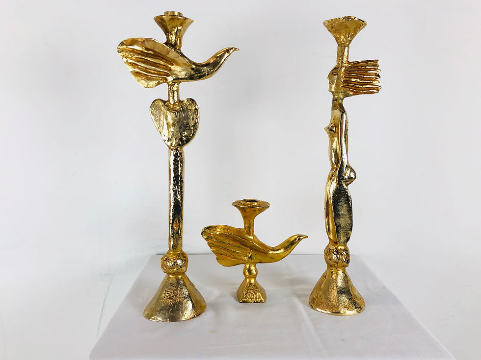 Thumbnail: #4022 Set of Three Gilt Bronze Candle Holders by Pierre Casenove for Fondica