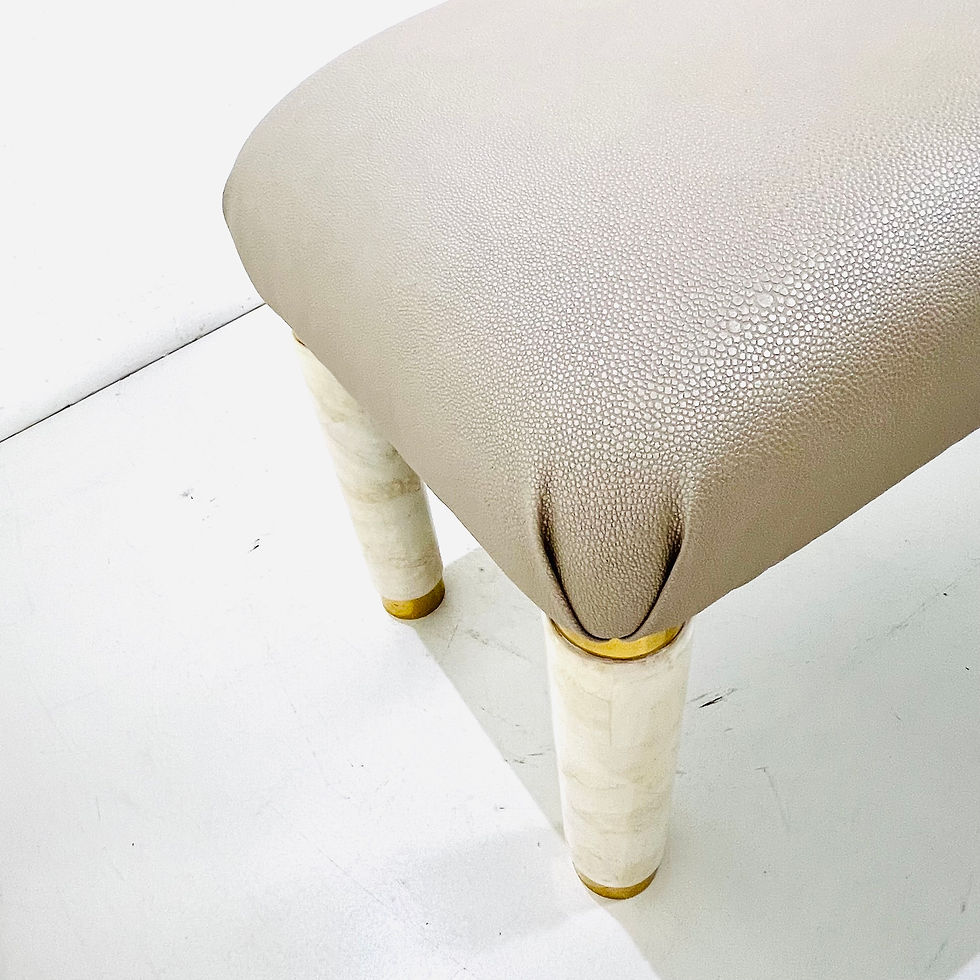 Thumbnail: #1788 Faux Shagreen Bench with Brass Accents