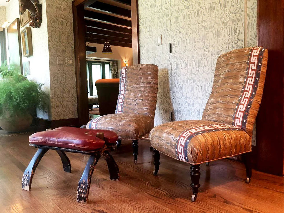 Thumbnail: #1841 Pair of Antique Fireside Chairs on Casters