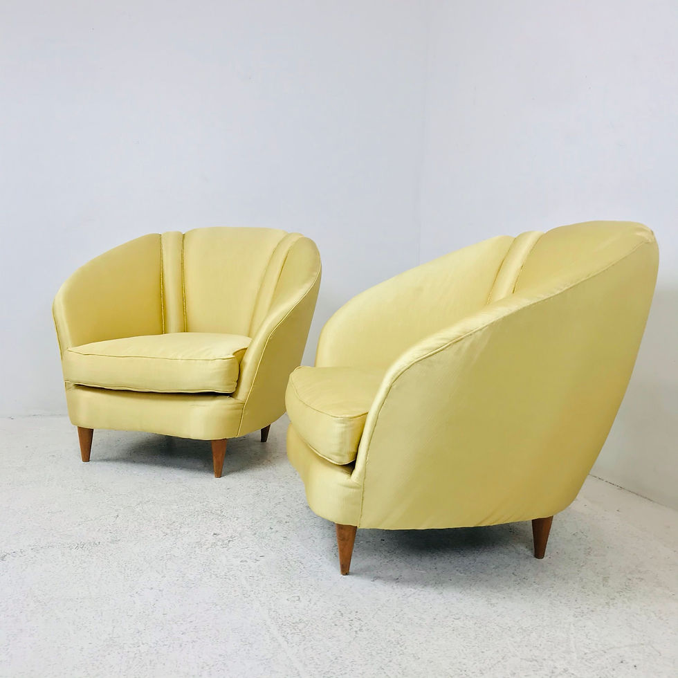 Thumbnail: #5378 Pair of Italian Lounge Chairs with Lotus Forms