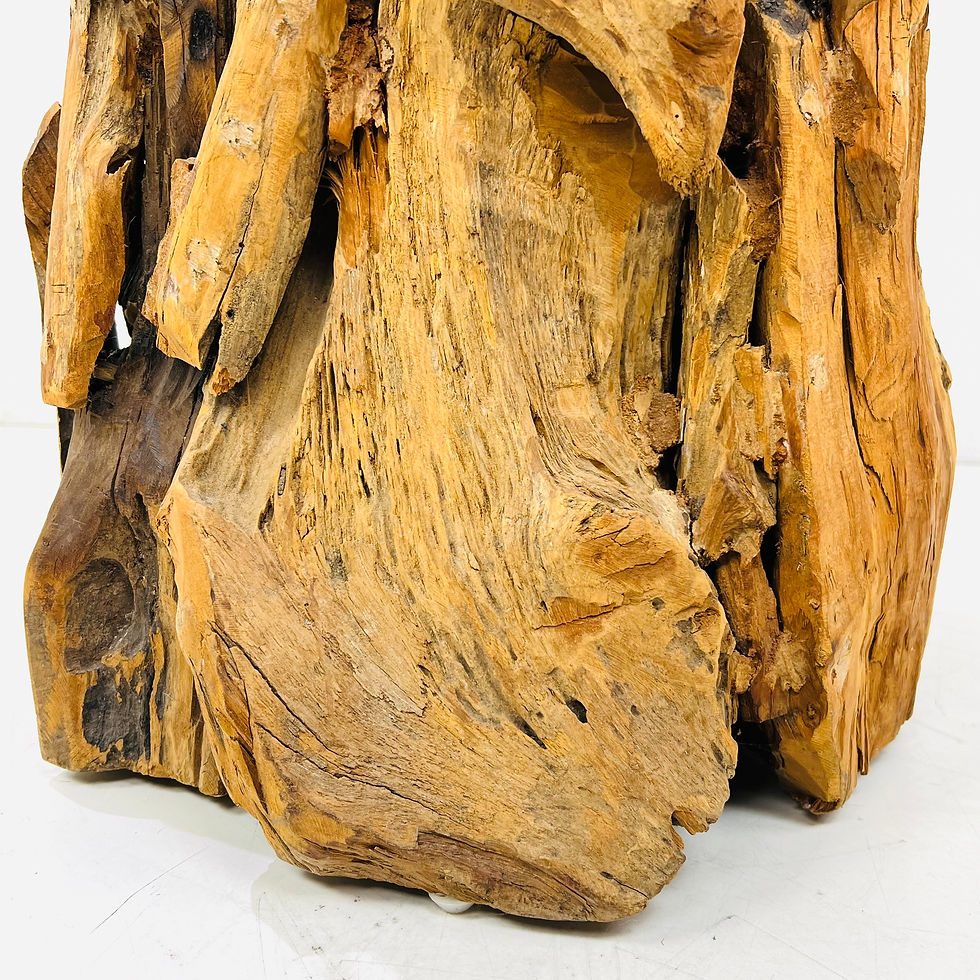 Thumbnail: #1783 Driftwood Pedestal Table with Glass Top