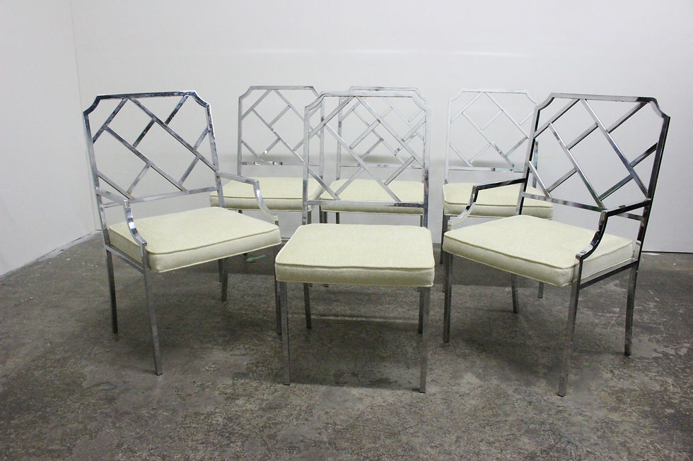 Thumbnail: 8377 Set of 6 DIA Chrome Chippendale Chairs