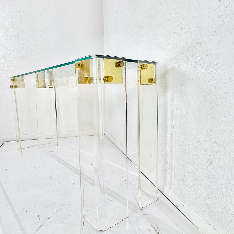 Thumbnail: #1349 Lucite & Brass Console Table by Charles Hollis Jones
