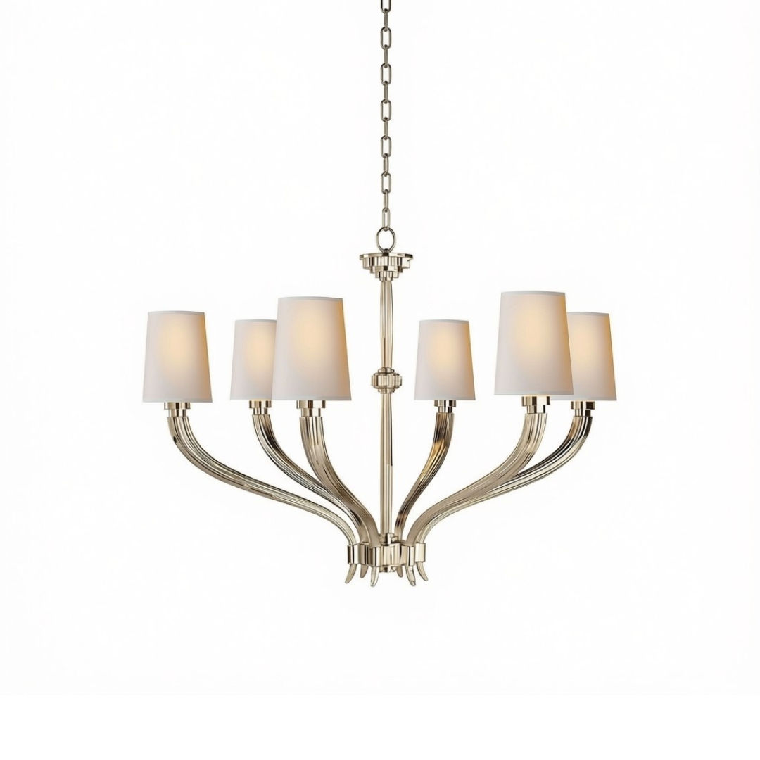 #1993 Visual Comfort Brushed Nickel "Ruhlmann" Chandelier