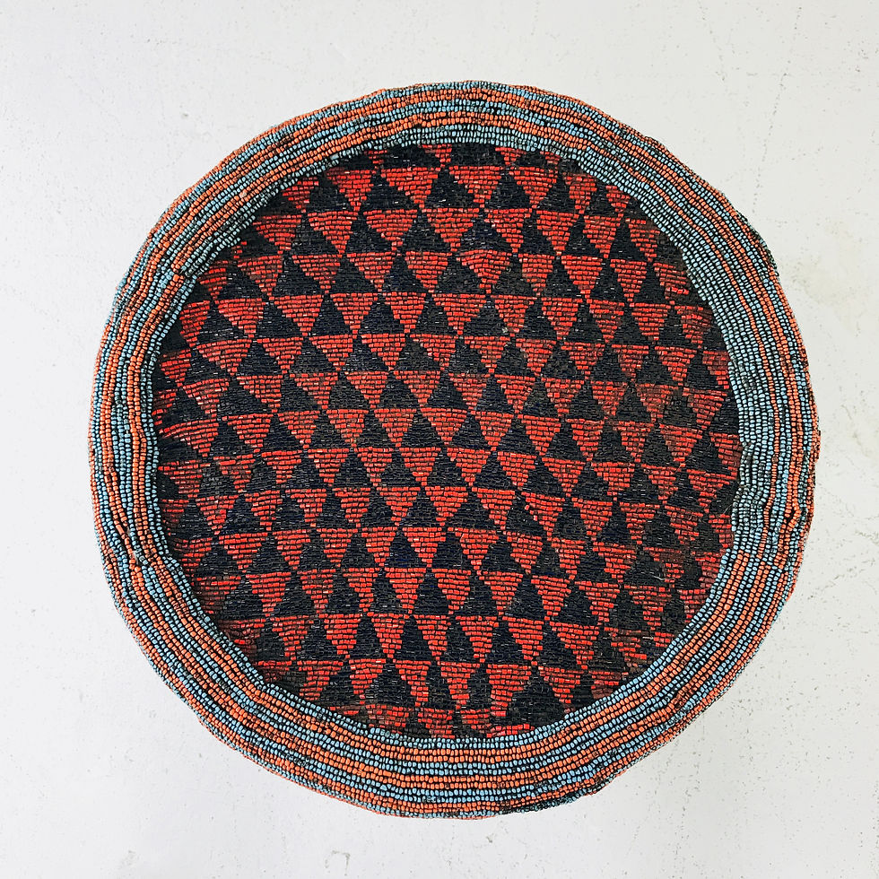Thumbnail: #3666 Round African Beaded Side Table