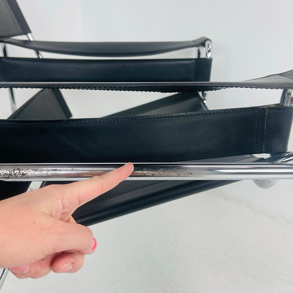 Thumbnail: #6103 Black Leather Wassily Chair