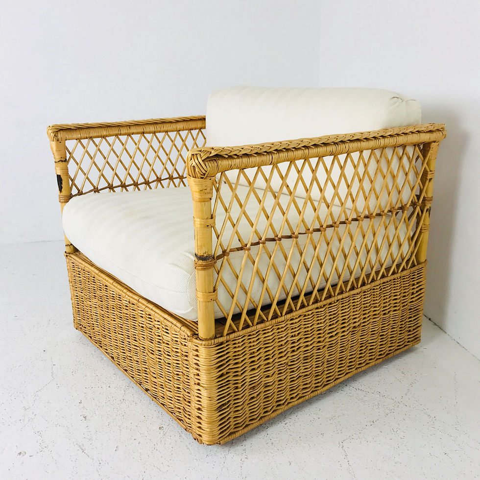 Thumbnail: #3684 Rattan McGuire Chair With Cream Upholstery