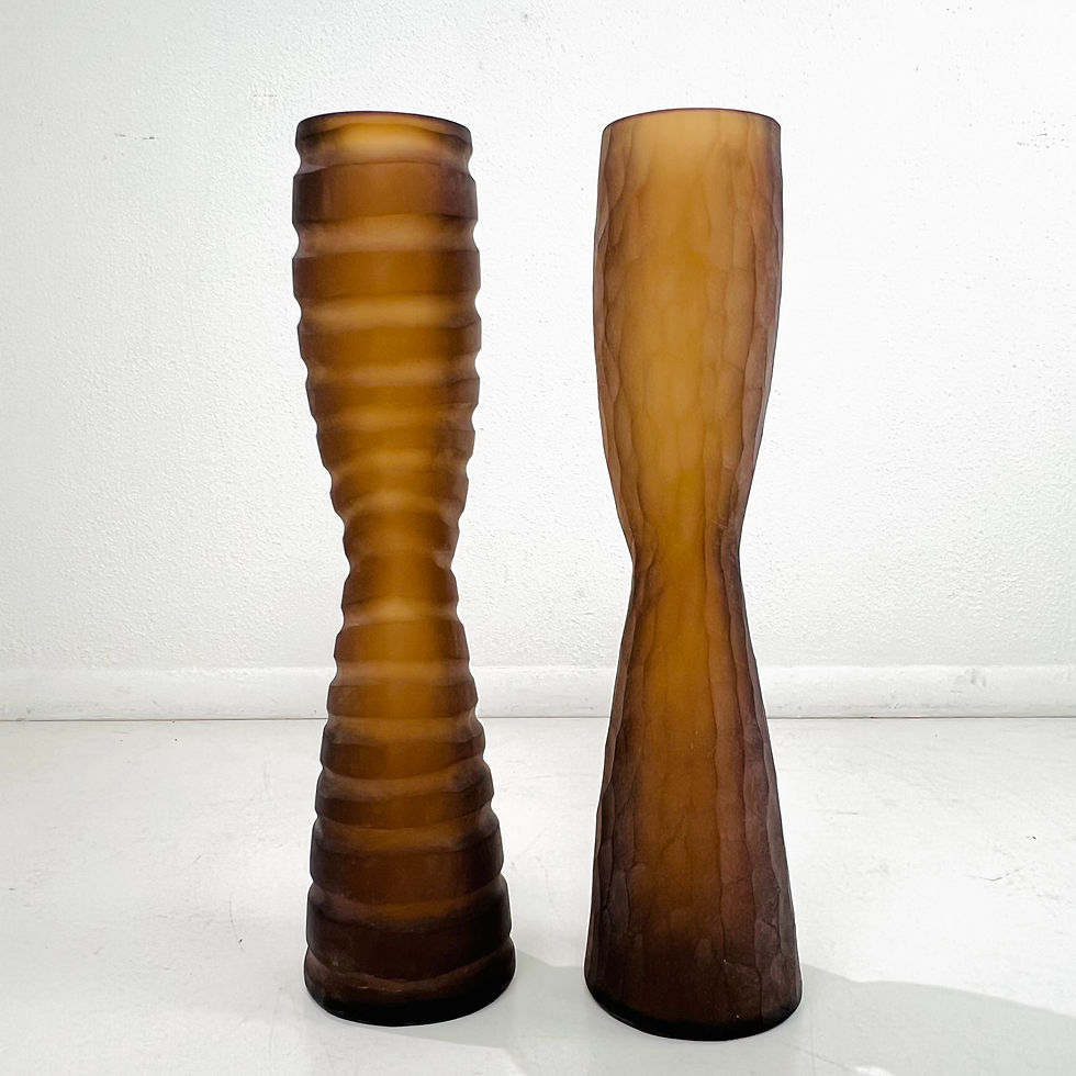 Thumbnail: #1548 Pair of Vivarini Italian Frosted Amber Vases