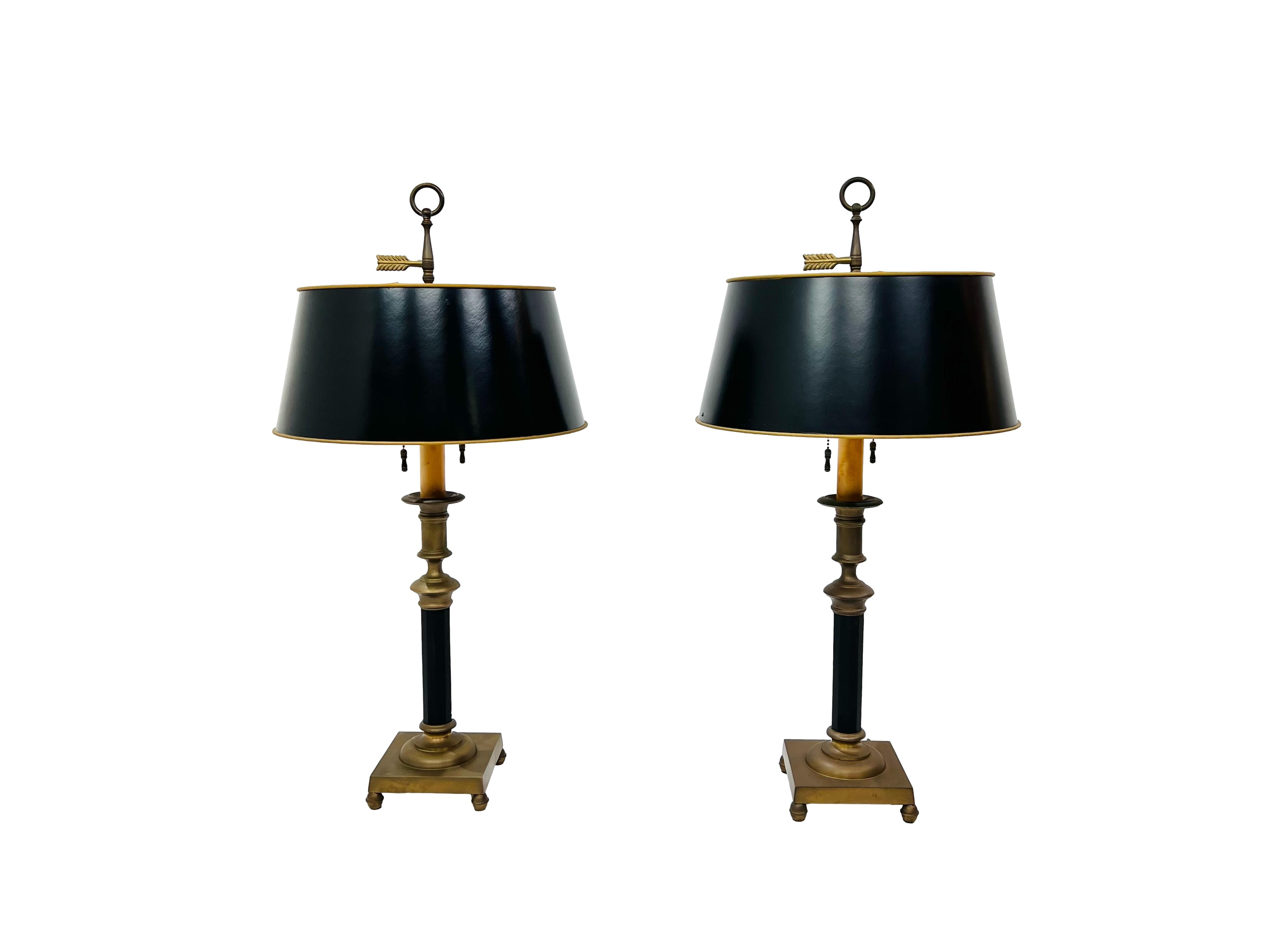 #1892 Pair of Fredrick Cooper Candlestick Lamps with Metal Shades