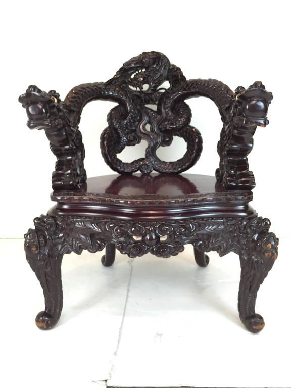Thumbnail: #1506 Set of 4 Craved Dragon Chairs