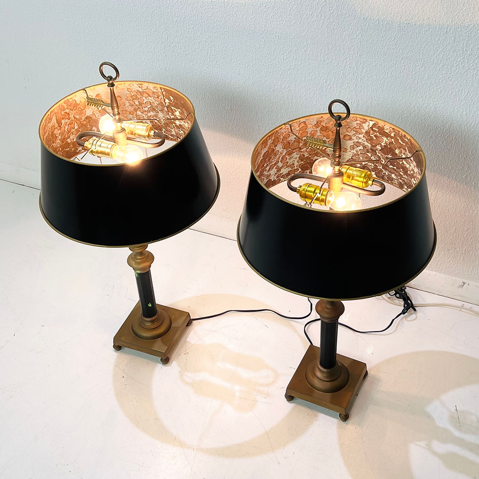 Thumbnail: #1892 Pair of Fredrick Cooper Candlestick Lamps with Metal Shades