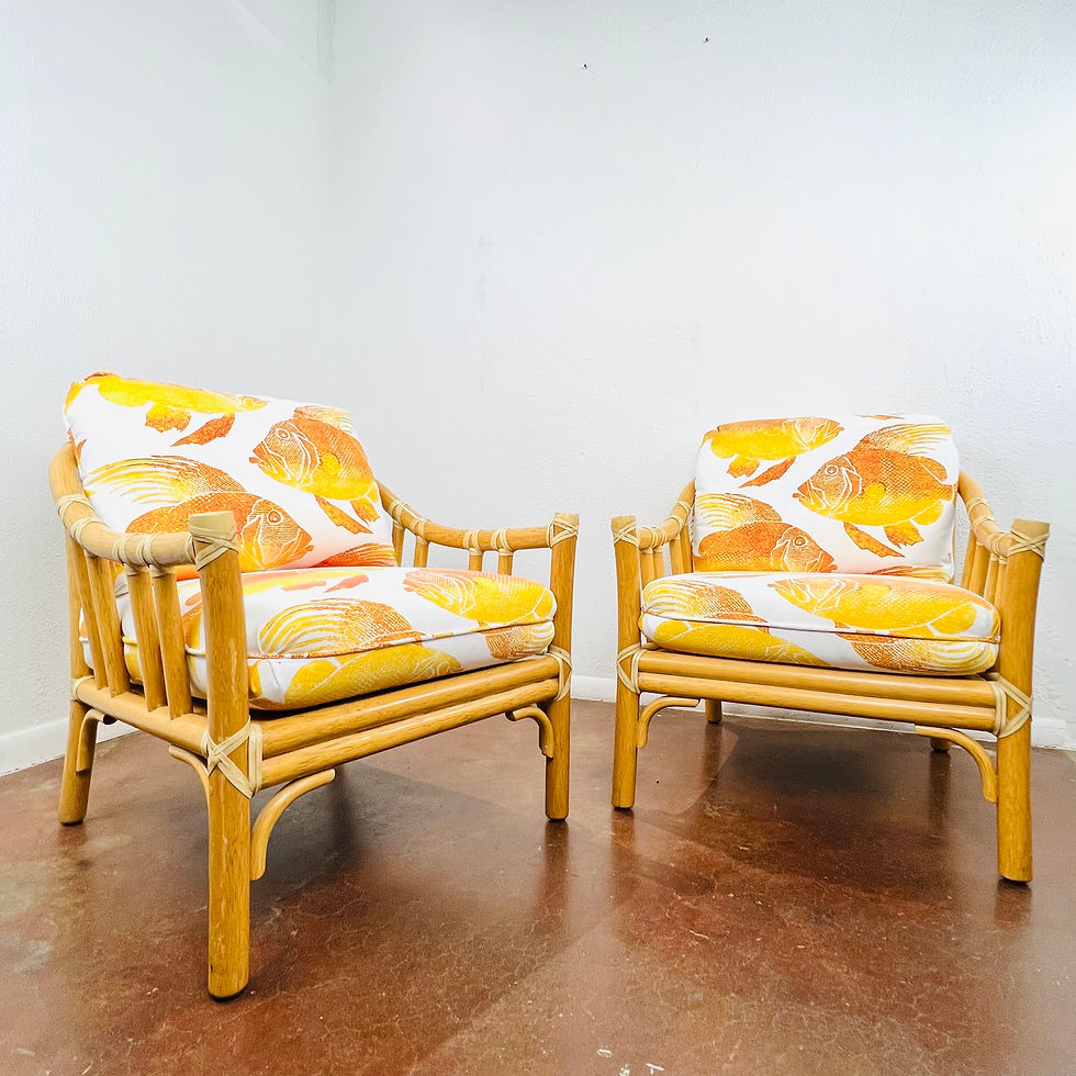 Thumbnail: #1253 Pair of McGuire Rattan Armchairs