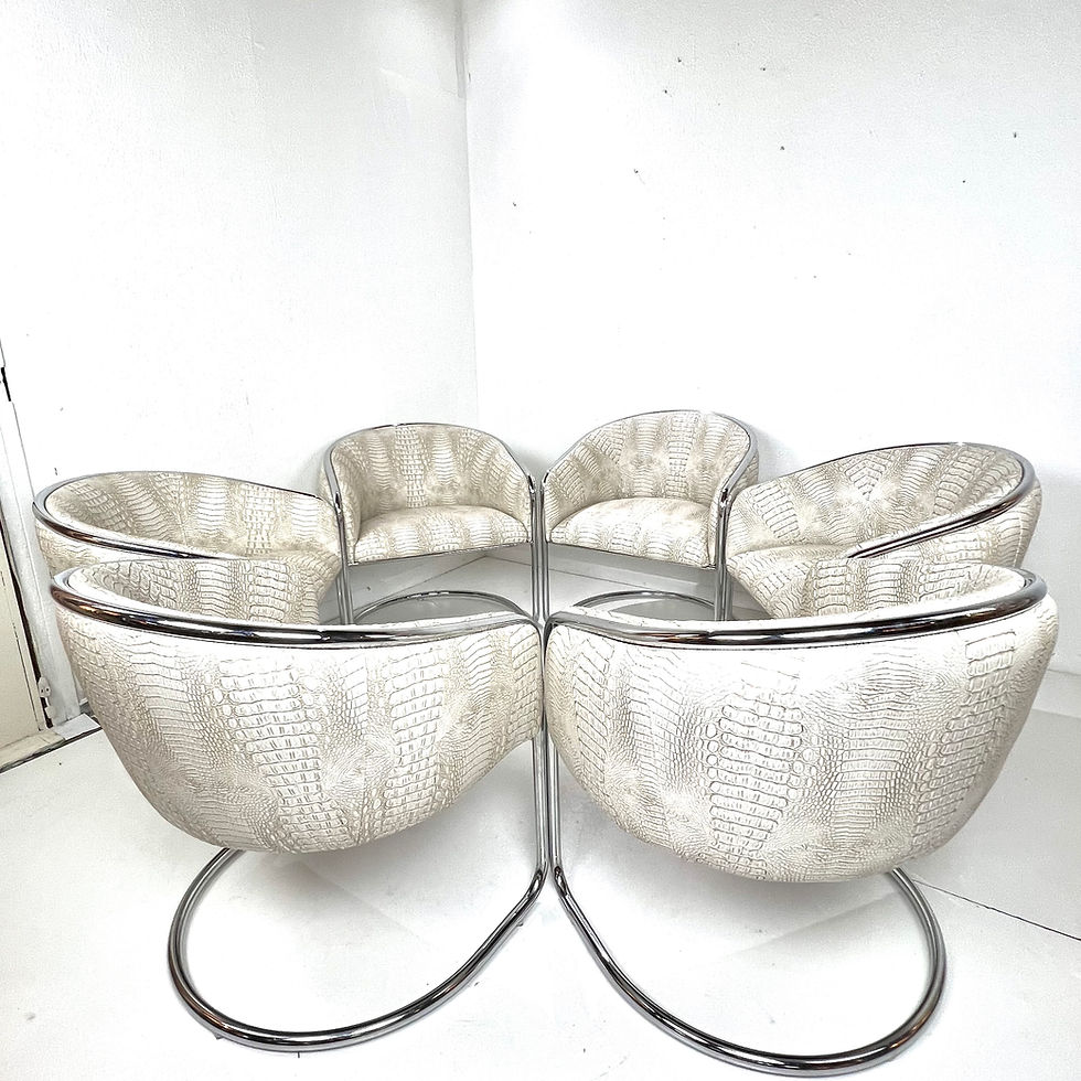 Thumbnail: #1600 Set of 6 Faux Croc Leather Thonet Club Tub Chairs