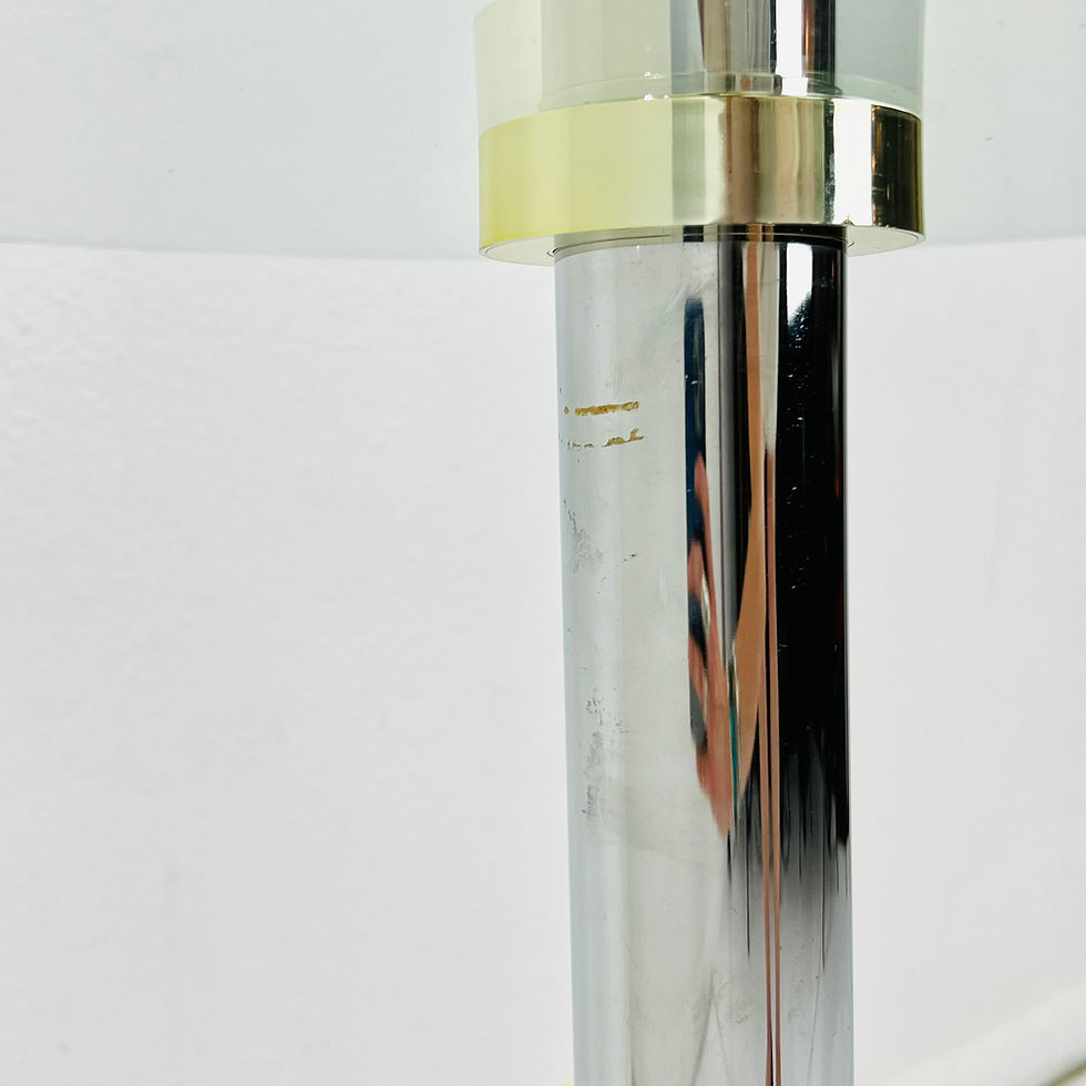 Thumbnail: #1309 Chrome and Brass Floor Lamp with Glass Table