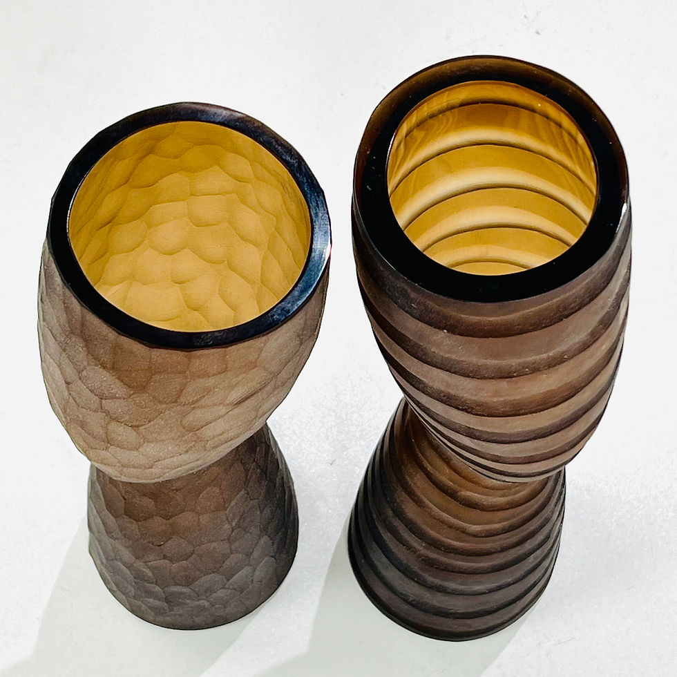 Thumbnail: #1548 Pair of Vivarini Italian Frosted Amber Vases