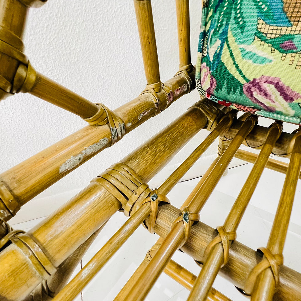 Thumbnail: #1434 Set of 6 McGuire Rattan Cathedral Dining Chairs