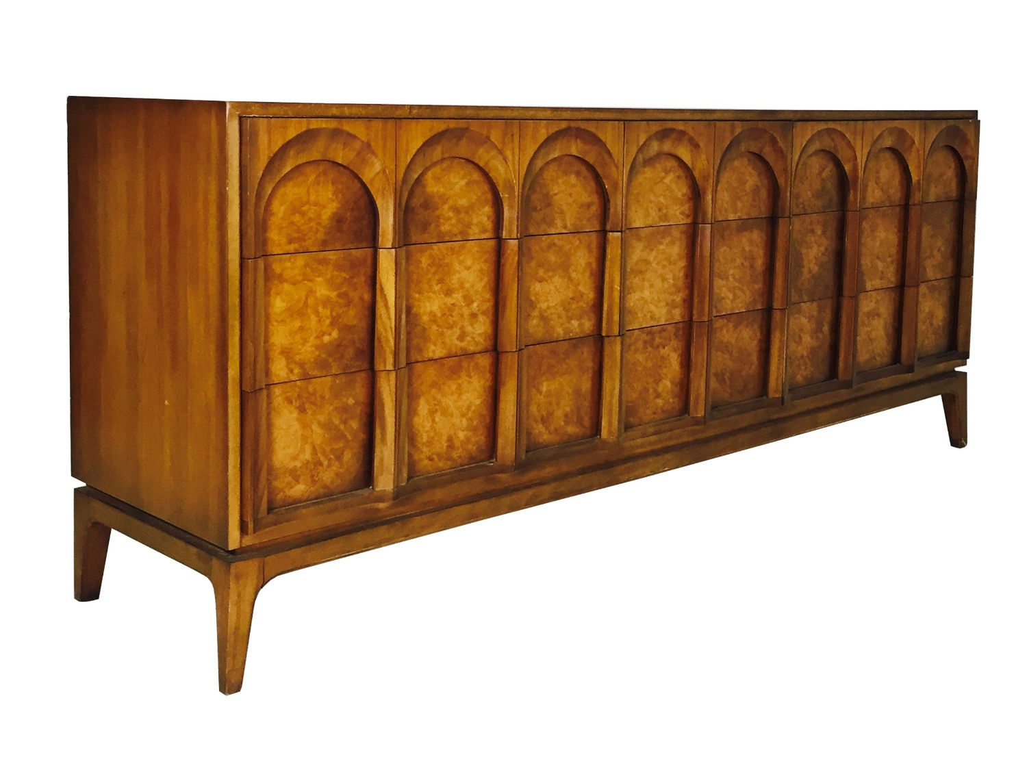 #2615 Nine Drawer Burl & Walnut Arch Front Dresser Thomasville