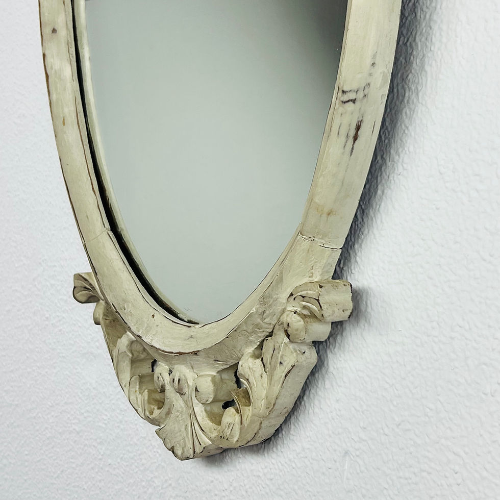 Thumbnail: #1483 Antiqued Wood Carved Oval Mirror