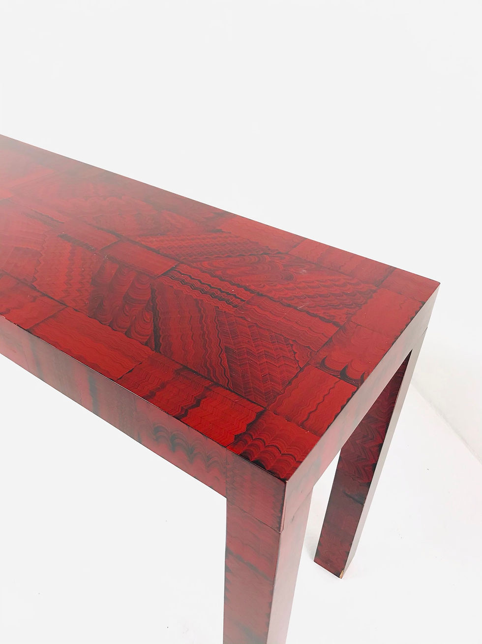 Thumbnail: #5485 Red Faux Malachite Parsons Console