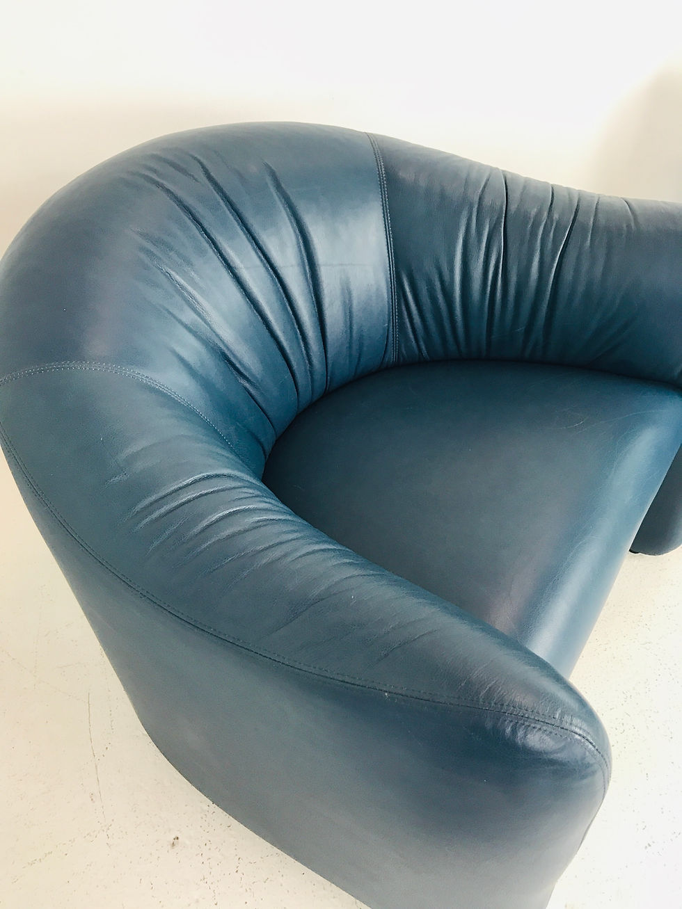 Thumbnail: #4012 Pair of Blue Leather Metro Chairs