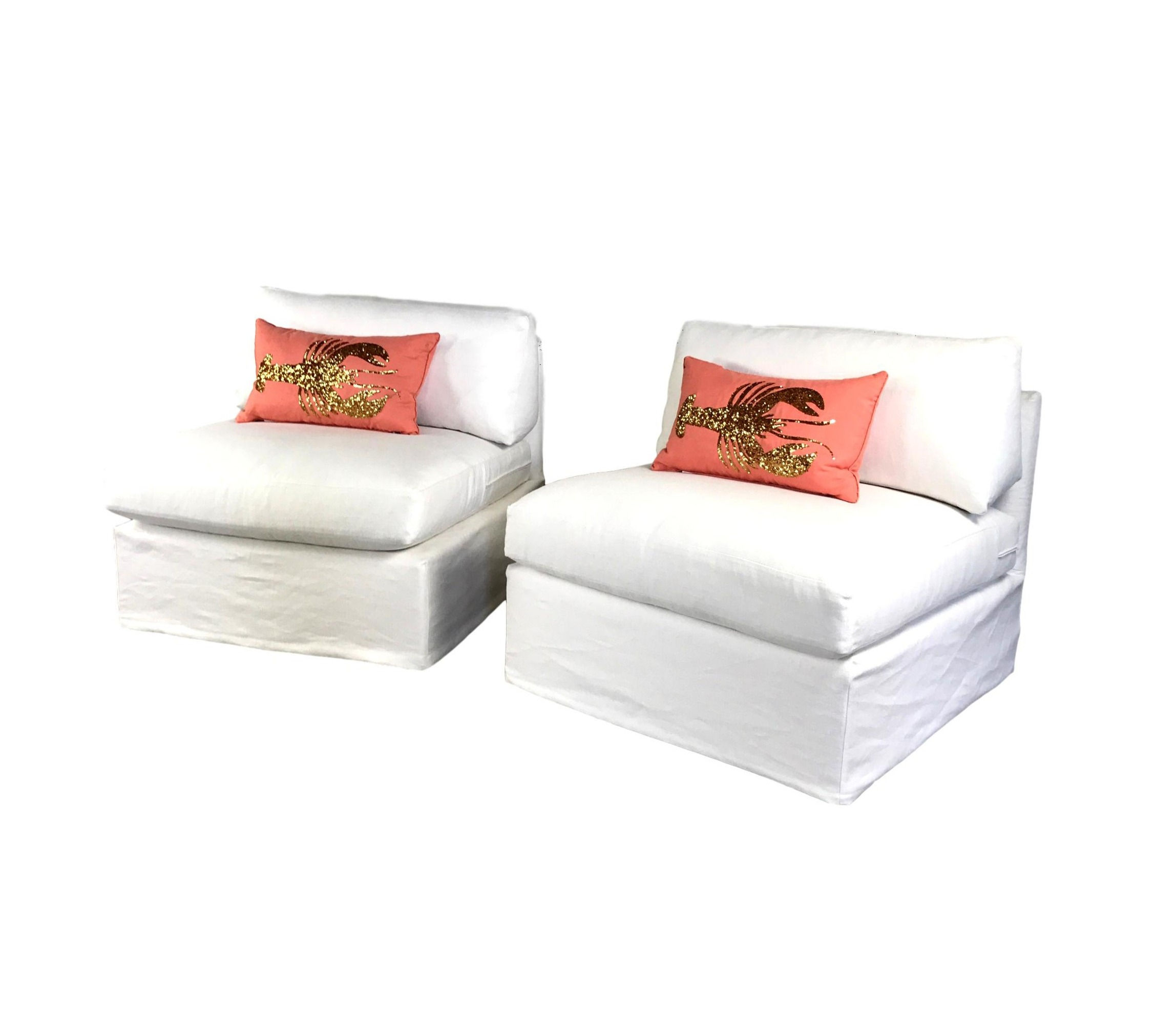 #5311 Pair of White Custom Slipper Chairs