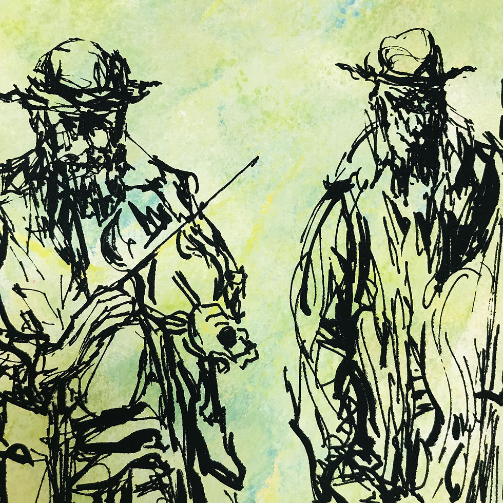 Thumbnail: #5059 Framed Green MCM Rabbi Art
