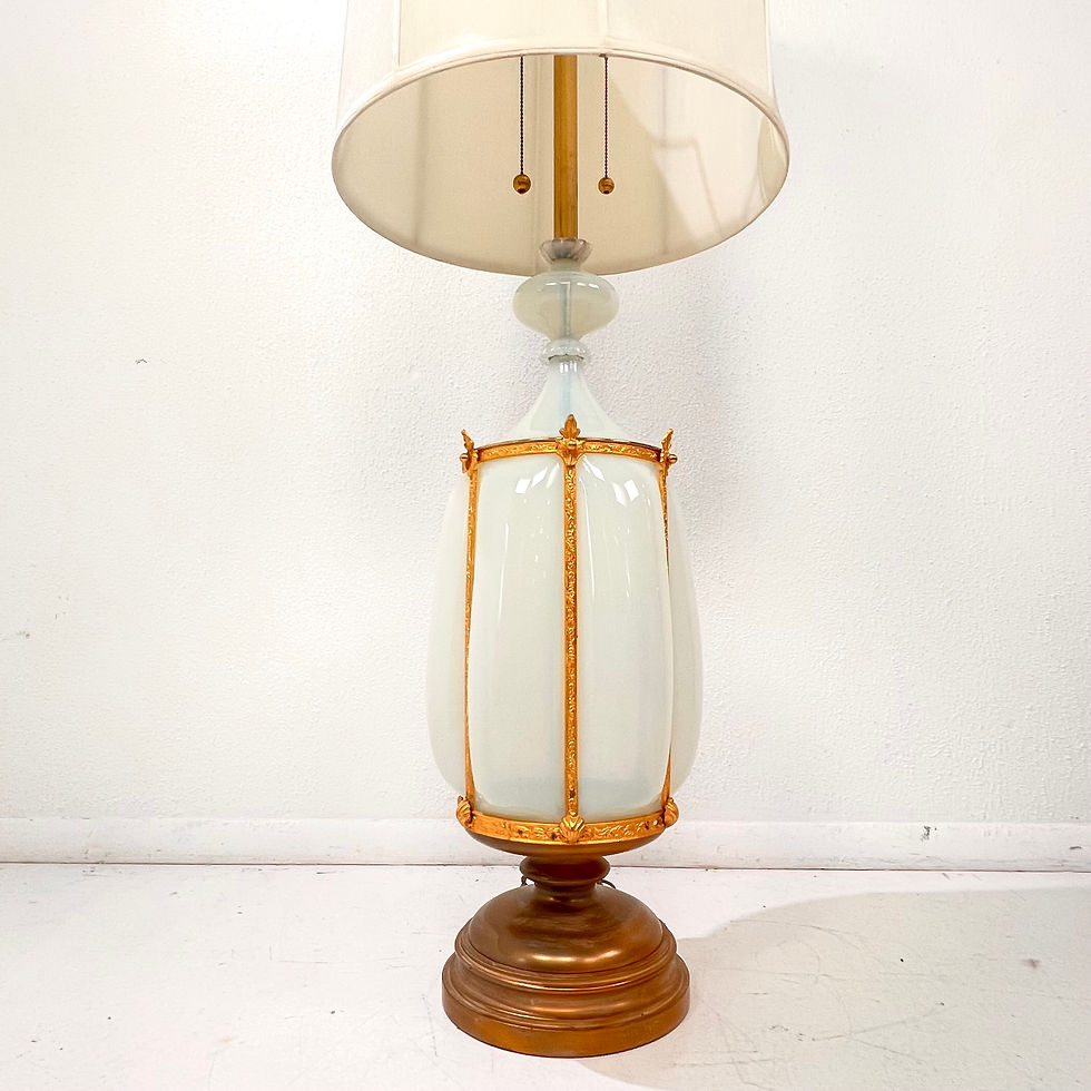 Thumbnail: #1912 Single Murano Opaline Glass Cage Lamp by Marbro