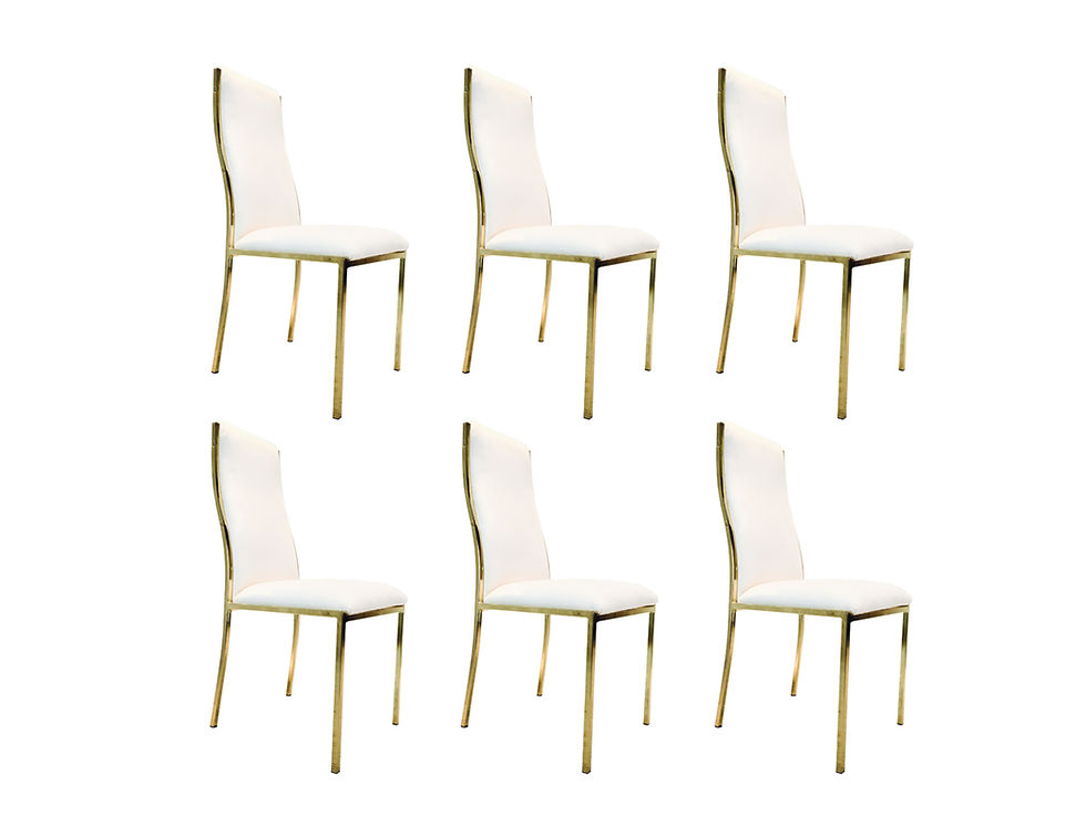 Thumbnail: #1917 Set of 6 Brass & White Dining Chairs