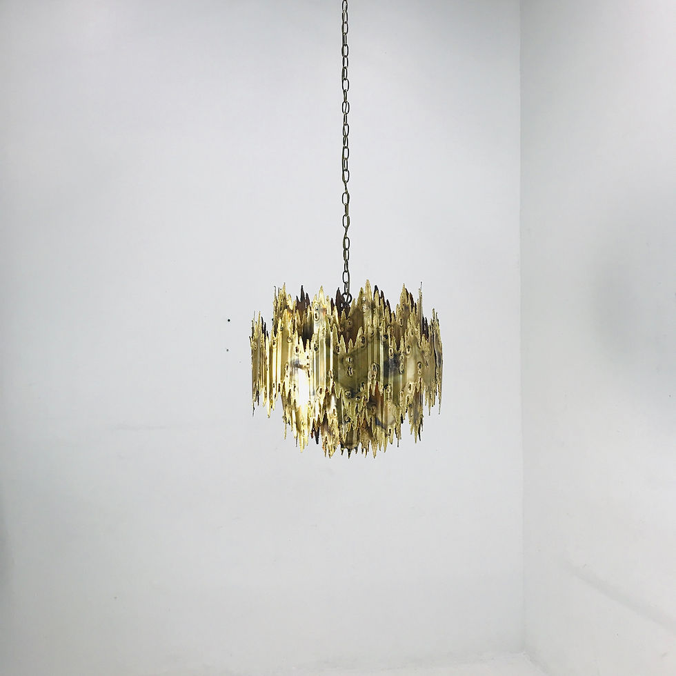 Thumbnail: #4673 Brass Brutalist Chandelier by Feldman