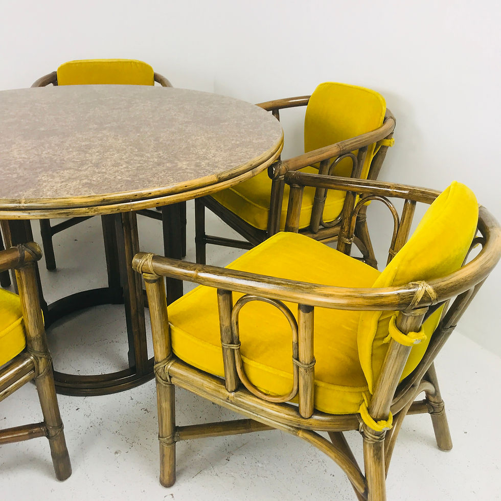 Thumbnail: #3554 Set of Five McGuire Chairs & Round Laminate Table