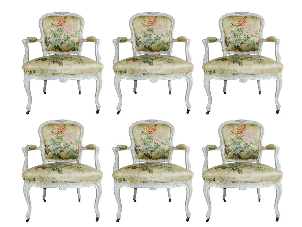 Thumbnail: #2617 Pair French Armchairs in Floral Print ( 3 pair available)