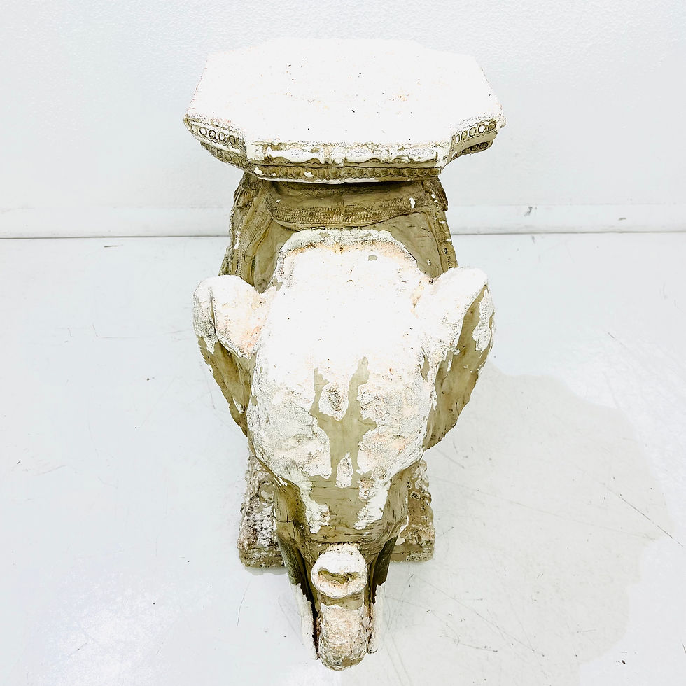 Thumbnail: #1865 Antique Concrete Elephant Statue with Hand Carved Plaster Detailing