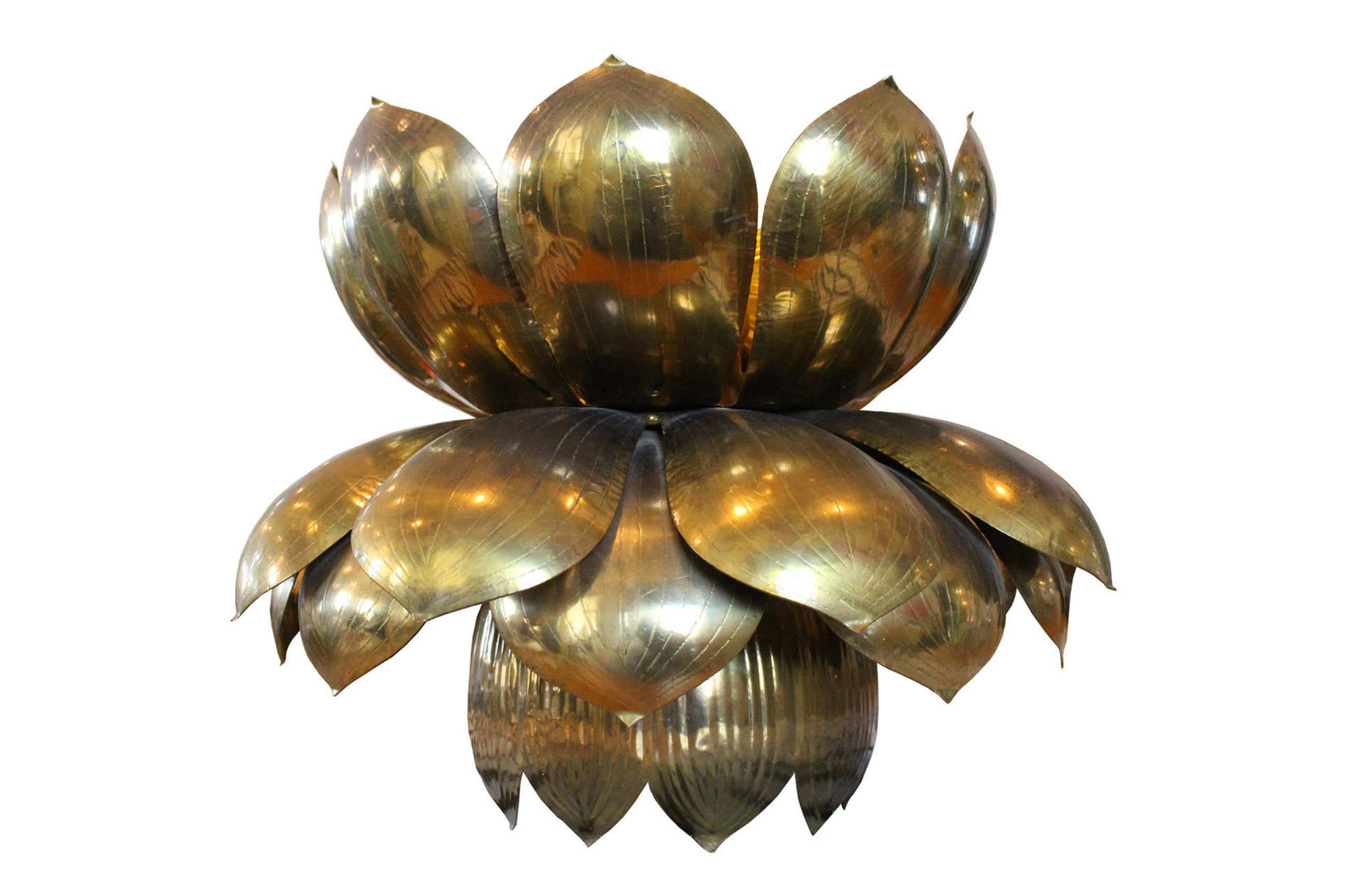 #2361 Large Brass Lotus Pendant by Feldman