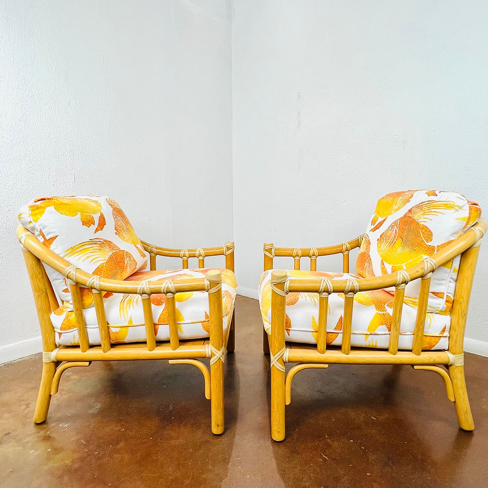 Thumbnail: #1253 Pair of McGuire Rattan Armchairs