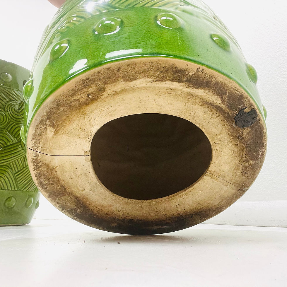 Thumbnail: #1706 Pair of Vintage Green Ceramic Garden Stools